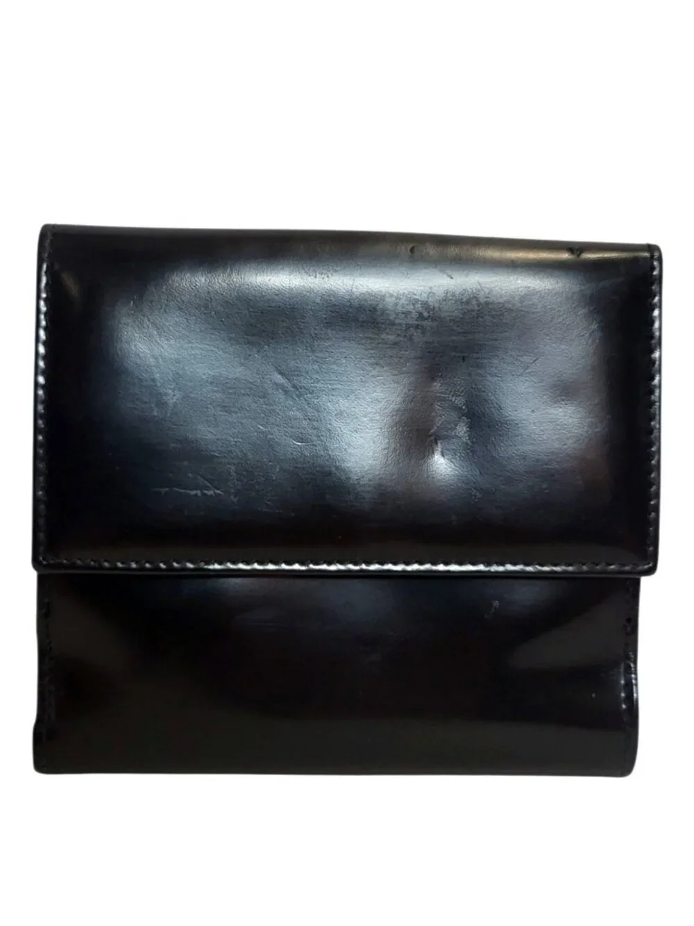 Vintage Gucci Black Smooth Leather Bifold Wallet Tom Ford Era G Clasp Italy